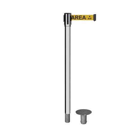 MONTOUR LINE Retractable Belt Removable Stanchion, 2ft Pol.Steel Post  9ft. Area MX530R-PS-ESDPRYB-90